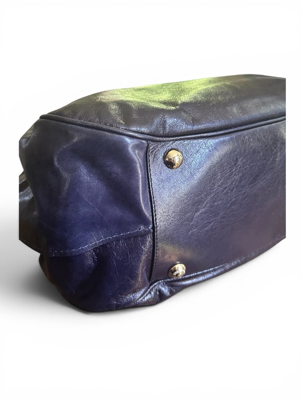 💙 Gianfranco Ferre Navy Leather Satchel Made Italy Gold Hardware - Picture 13 of 17